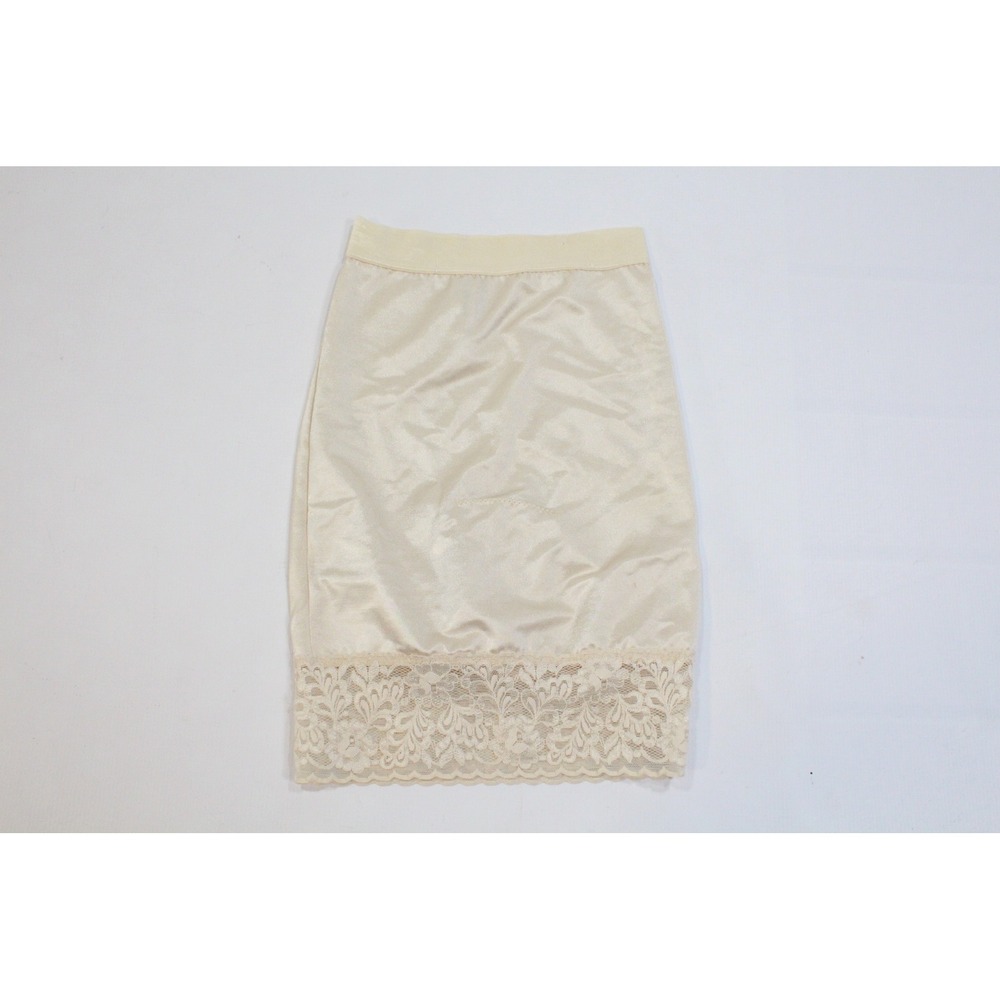 Flexees Vintage Shapewear Skirt Slip Cream Lace Hem Built-in Panty 6850 Size S